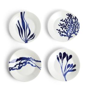 Gebakbordjes set van 4 Mixed patterns Blue