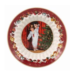 Schaal klein Kinderen bij kerstboom